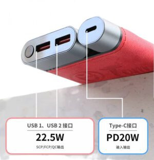 J&G Super Powerbank, Model E07, 10.000 mAh. Snellader met een output van maar liefst 22,5 Watt.