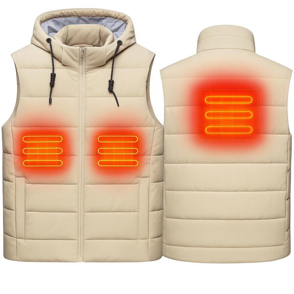 Elektrisch verwarmde Explorer Bodywarmer kleur Khaki, Maat XL incl. 20.000 mAh Powerbank.